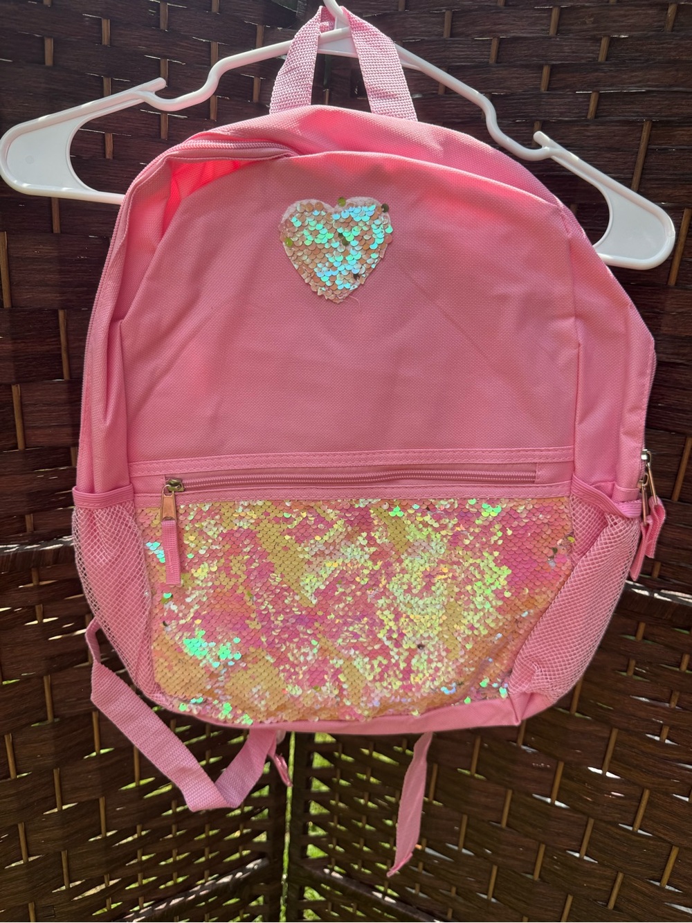 Pink Sequin Heart Kids Backpack – Cute School Bag